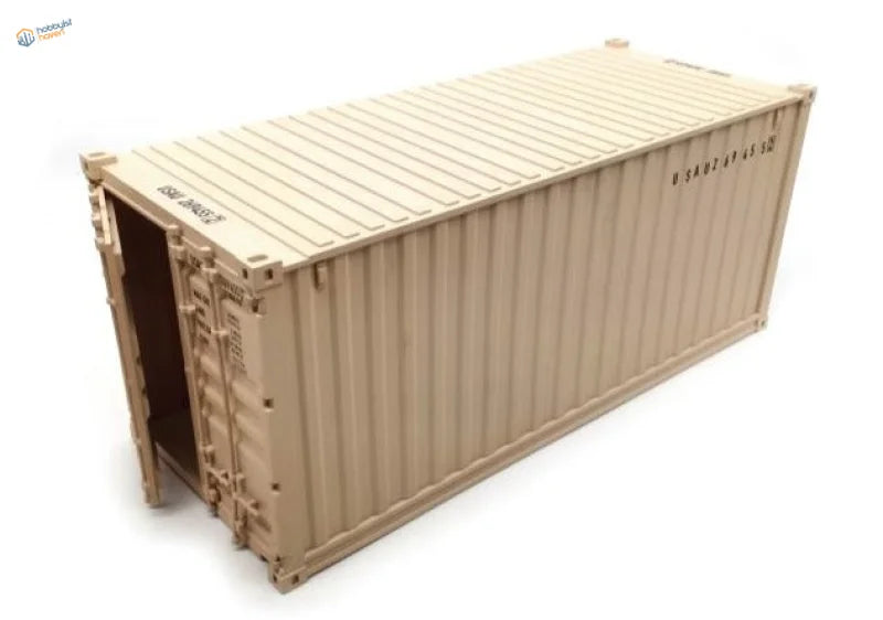 1/35 beige 20ft container model kit with corrugated sides and door hinges