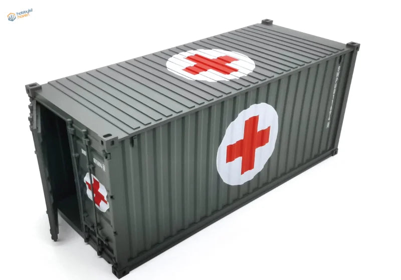 1/35 dark gray 20ft container model kit with red white medical cross