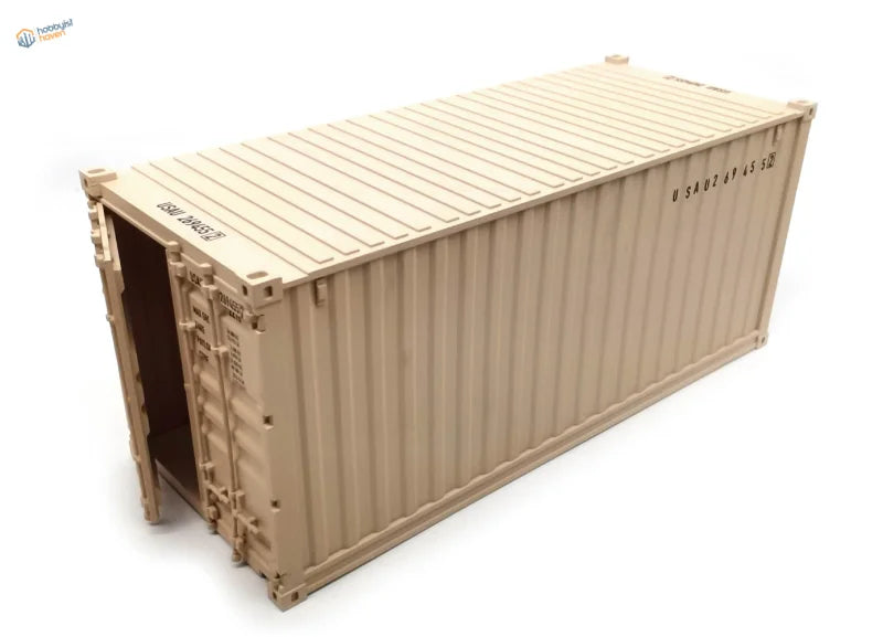 Beige 1/35 20ft container model kit with corrugated sides and hinges