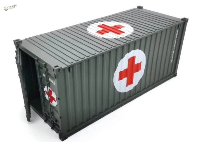 1/35 gray 20ft container model kit with red white medical cross decals