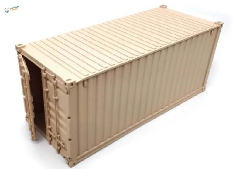 1/35 tan 20ft container model kit with corrugated sides and open front door