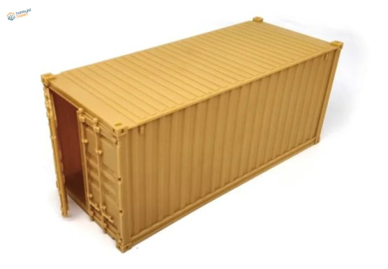 1/35 tan 20ft container model kit with corrugated sides and open front door