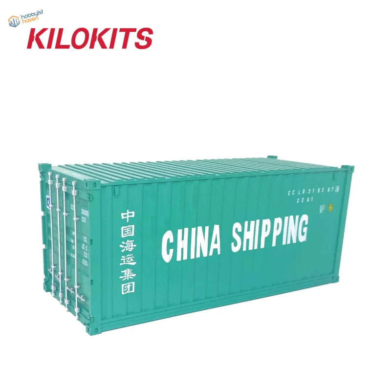 Teal green 1/35 20ft shipping container model kit with china shipping lettering metal latches ridged design for precision hobby tools