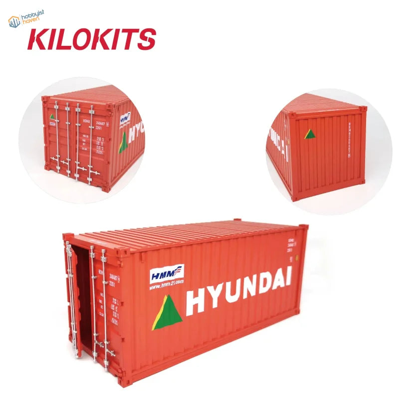 Red hyundai 1/35 scale 20ft shipping container model kit by kilokits designed for precision hobby tools use