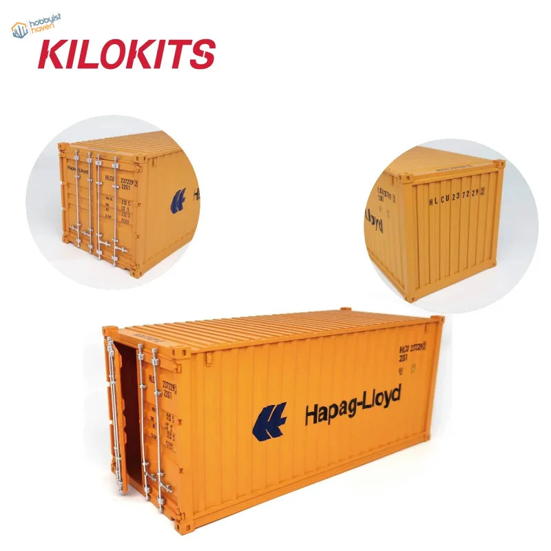 Orange hapag-lloyd 1/35 20ft shipping container model kit by kilokits designed for precision hobby tools use