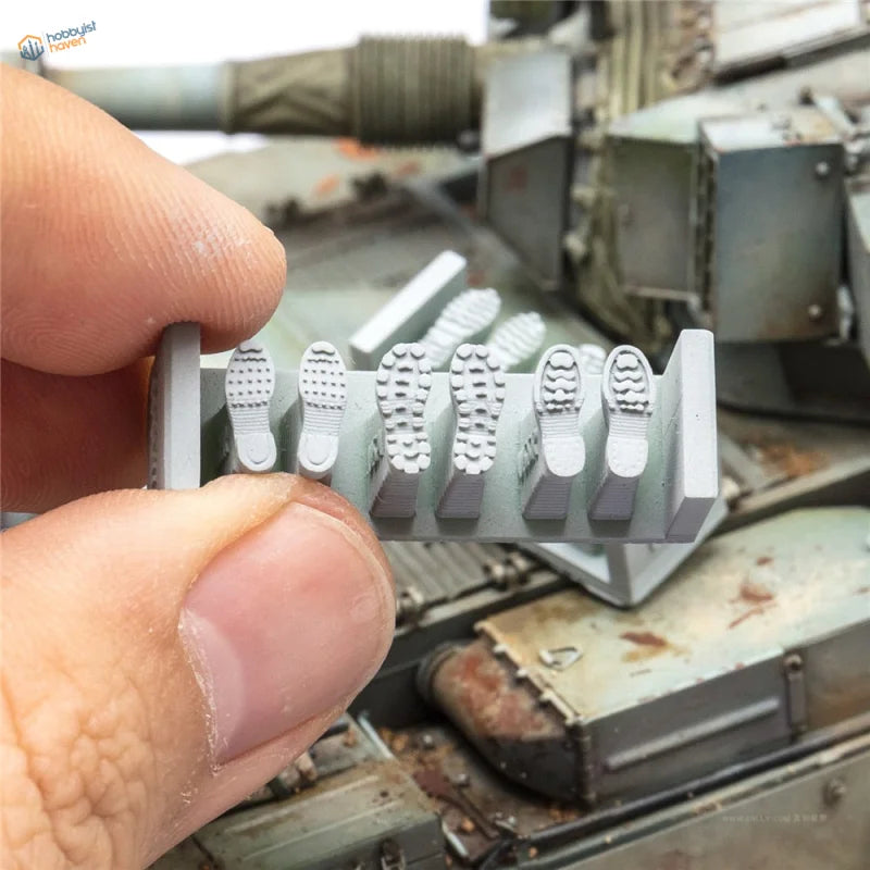 1/35 3D-printed shoeprint tools: gray plastic WWII armies miniature boots
