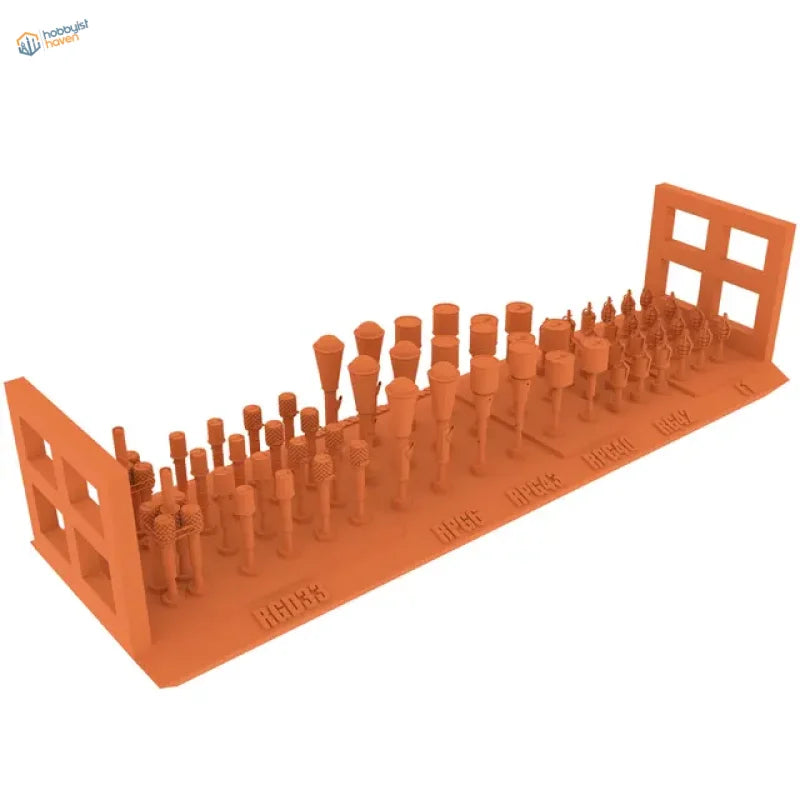 1/35 Red Army grenades scale models with orange toy soldier stand