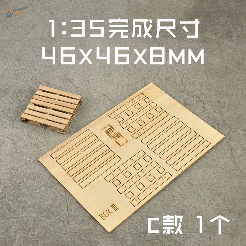 1:35 scale modeling pallet kit sheet with boxes pallets engravings