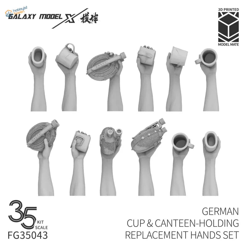 Mains de soldat allemand avec tasse et gourde 1/35