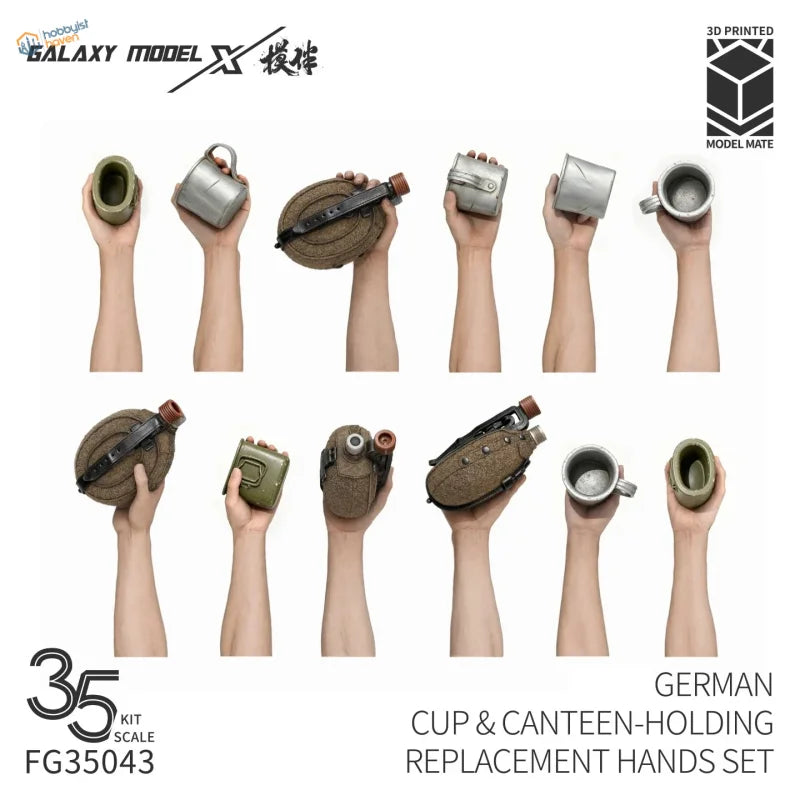 Mains de soldat allemand avec tasse et gourde 1/35