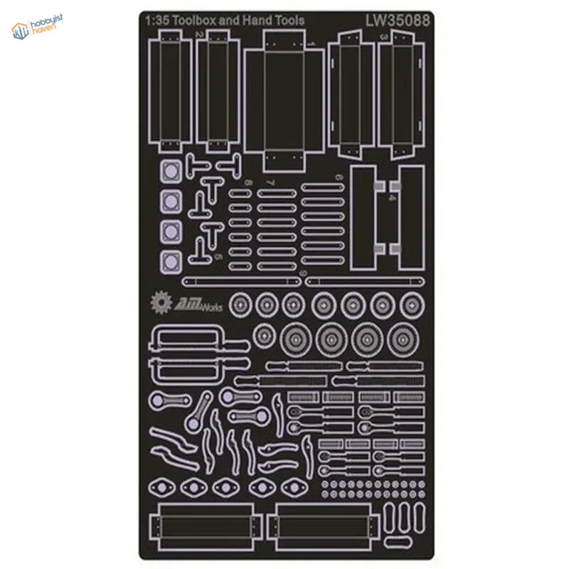 1/35 mechanics toolbox with scale modeling tools outline