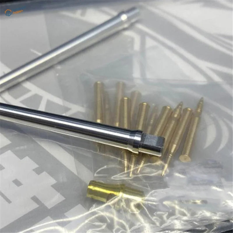 Silver and gold metal barrel bits for Panther Tank in 1/35 scale modeling tools bag