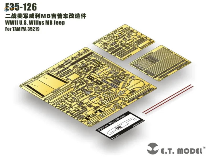 Yellow metallic WWII US detail sheet for 1/35 Tamiya Jeep PE set