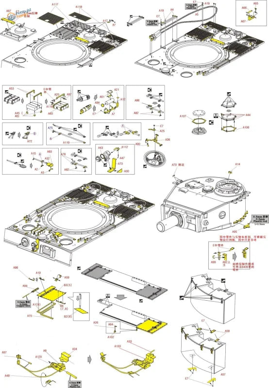 1/35 PE set exploded assembly diagram for Tiger I with precision hobby tools labels