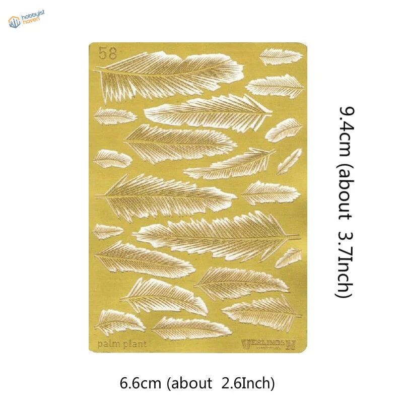 Gold photoetch palm leaves stamping plate with feather details