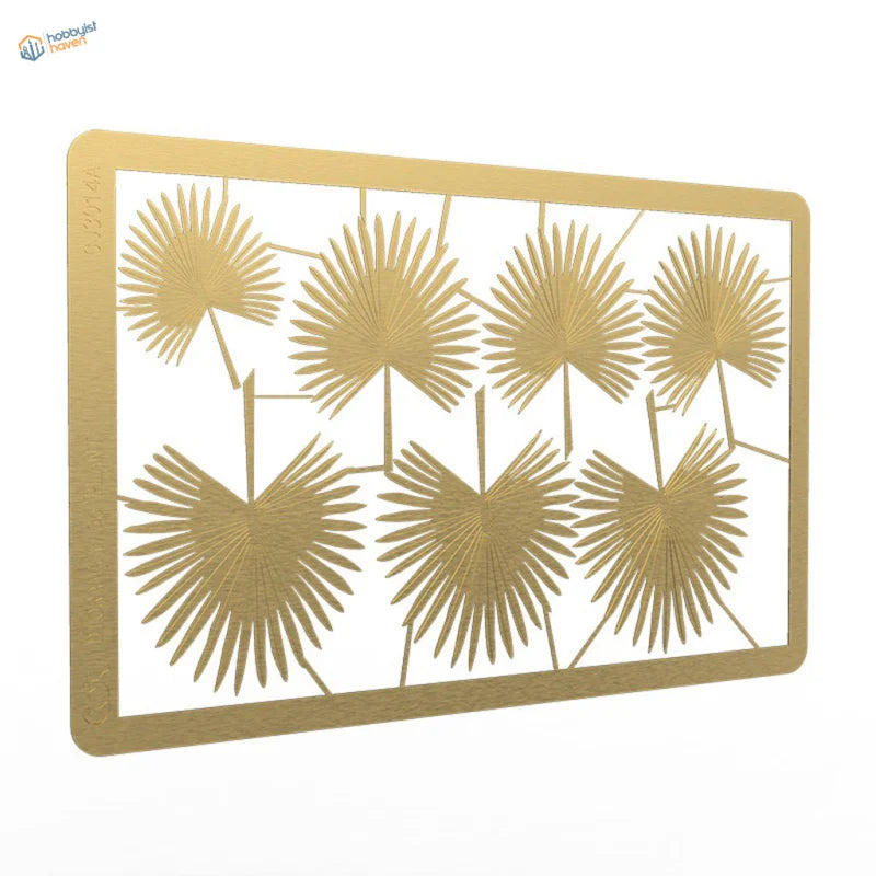 Gold 1/35 photoetch tropical plants wall art with palm leaf cutouts