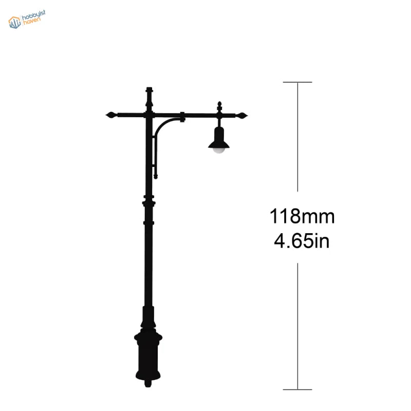 1/35 black wrought iron street lamp on rectangular diorama base for street diorama scale modeling