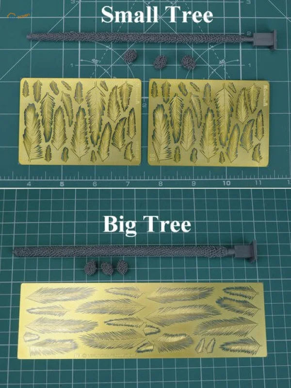 Gold leaf stamping plates with photoetch leaves for resin palm trees