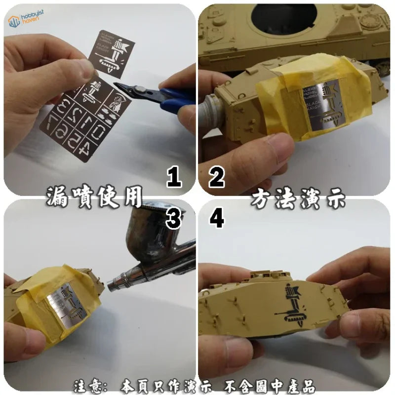 1/35 stencil for WW2/modern US AFVs on tan tank turret in scale modeling