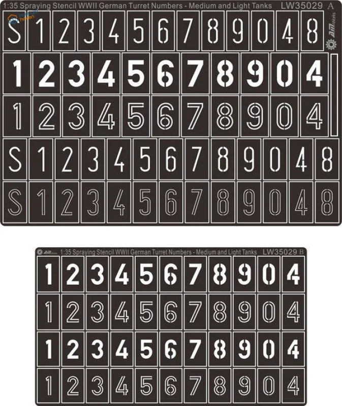 1:35 scale WWII German armor numbers stencils for model tanks