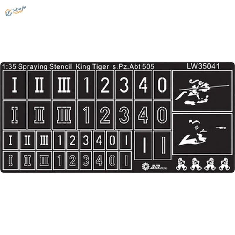 1/35 WWII Tiger stencils for Pz.Abt.505 Tiger II scale modeling tools