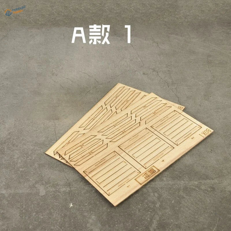 1/35 wooden crates with laser-cut geometric patterns for scale modeling