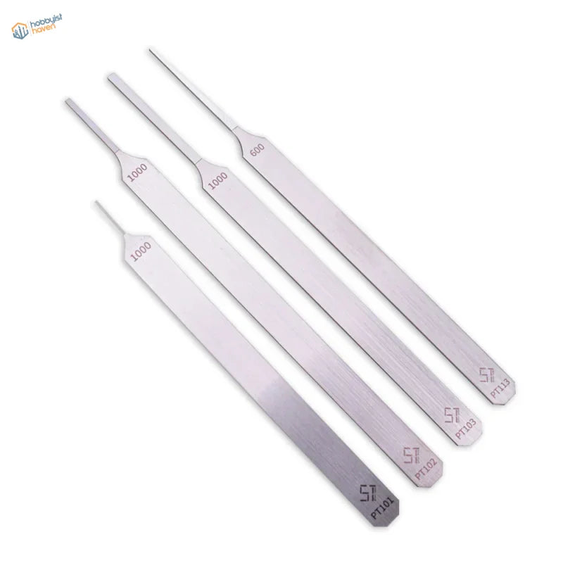 Set of 4 extra fine 1-3mm double-sided fine files with tapered tips