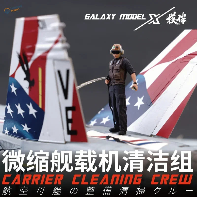 1:200 scale U.S. flight deck crew model in 1/48 3D-printed carrier cleaning set