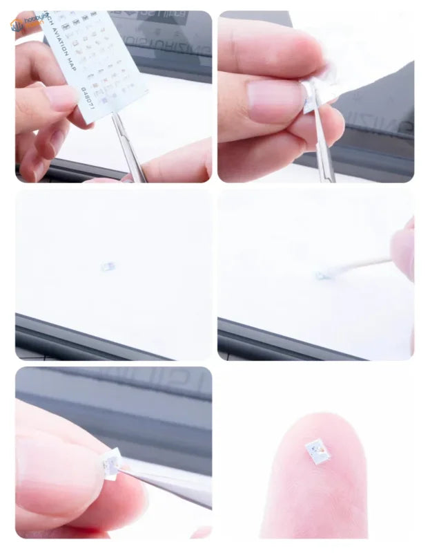 Tiny transparent microchip decal for 1/48 scale aircraft map modeling