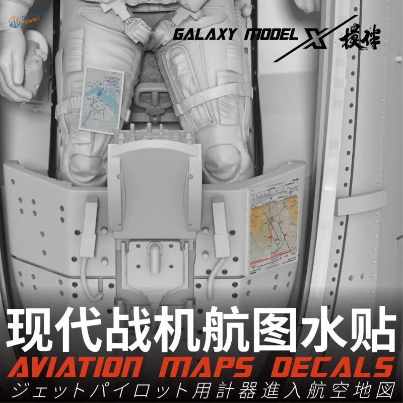1/48 scale aircraft map decals: gray plastic aviation charts for fighter jets