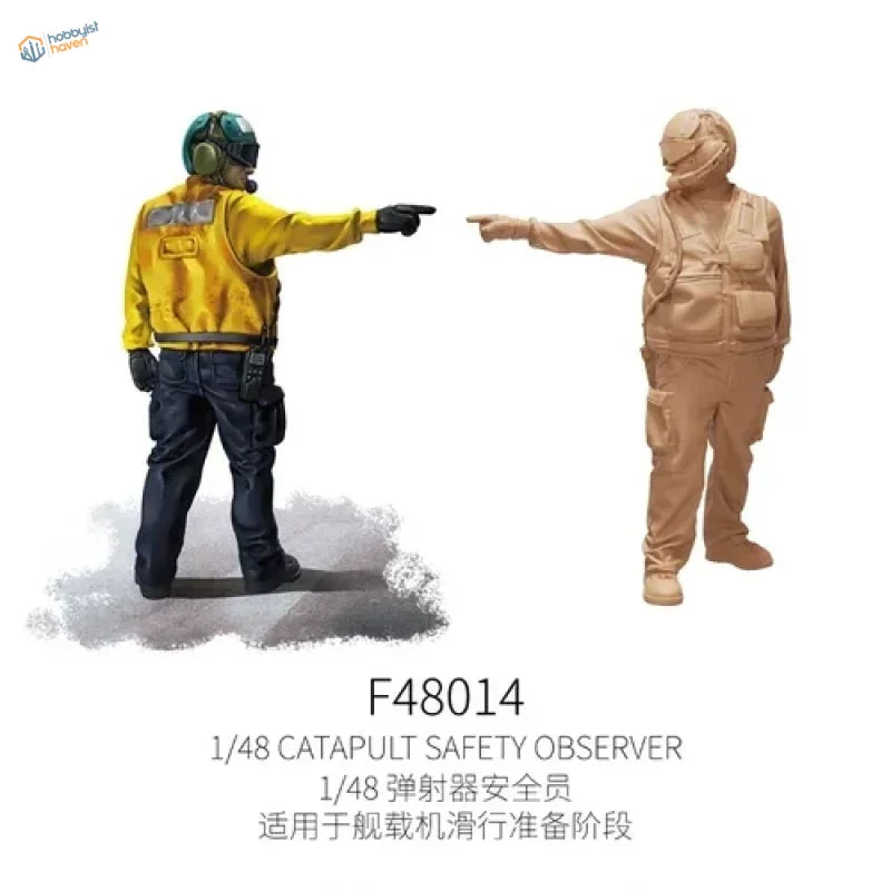 1/48 yellow black flight safety observer flight deck crew figure set 1