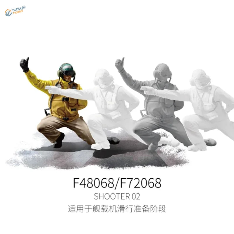 Yellow flight suit with helmet and gloves for 1/48 flight deck crew set 2