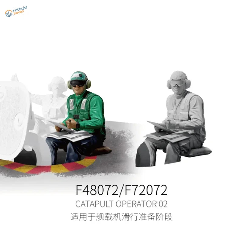 1/48 flight deck crew set 2: green gray catapult operators in flight gear