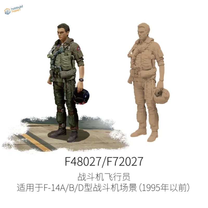 1/48 scale pilot figure in green tactical flight suit for F-35 model