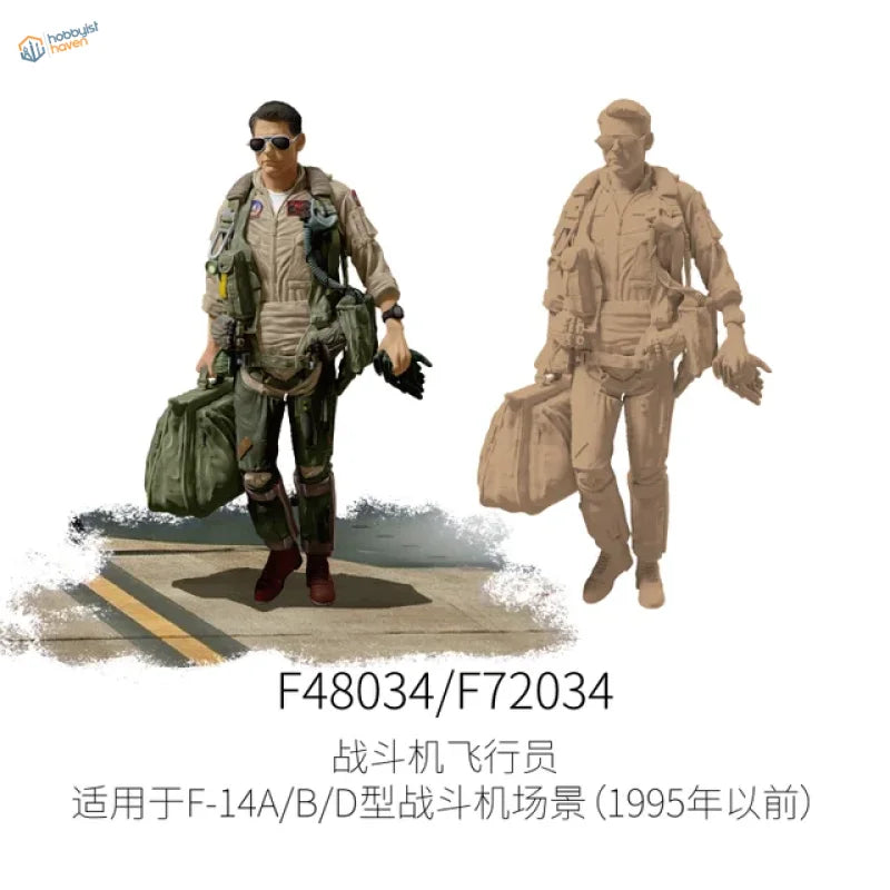 1/48 tan green pilot figure for F-14 F-35 scale modeling