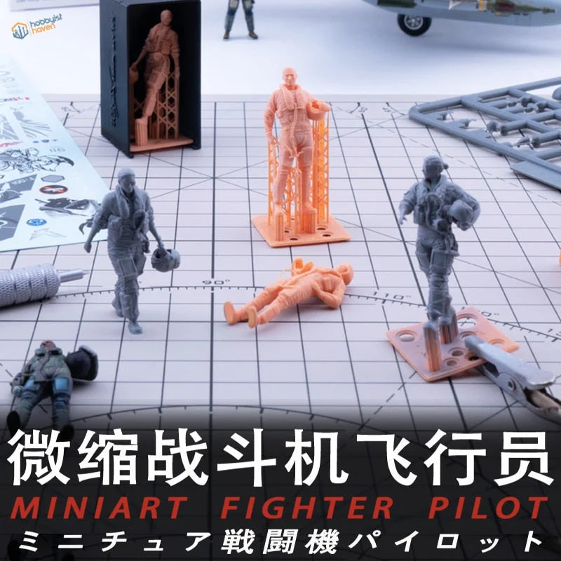 1/48 resin modern fighter pilots: orange plastic pilot on base