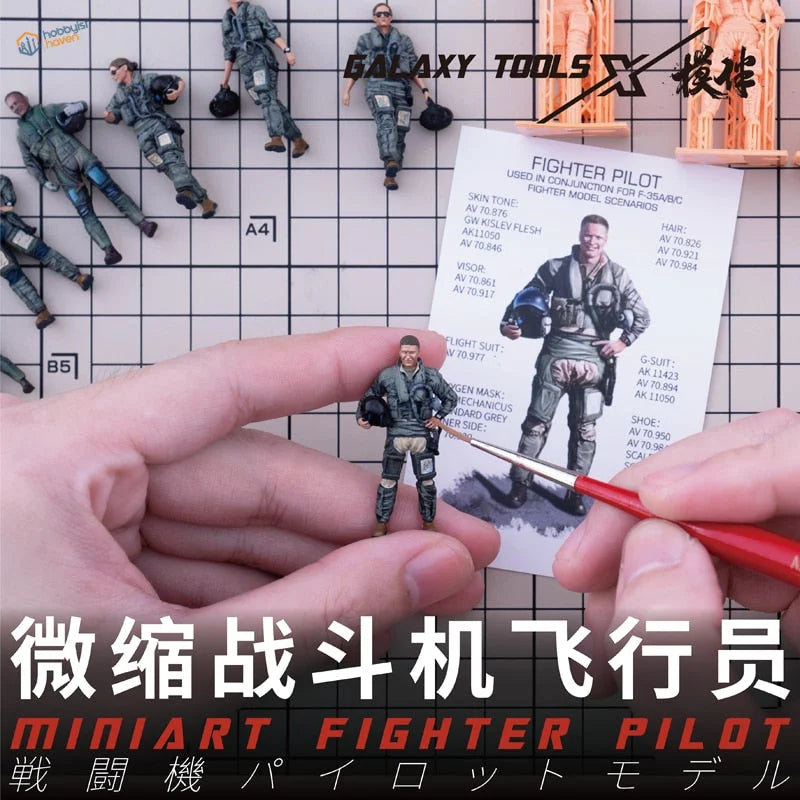 1/48 resin modern fighter pilots: detailed olive green gray pilot model with helmet