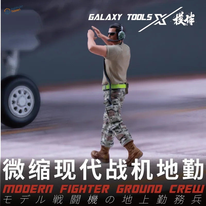 1/48 scale modern ground crew figure in tan shirt and camo pants