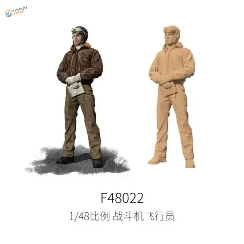 1/48 scale WWII fighter pilots model in brown leather jacket and goggles