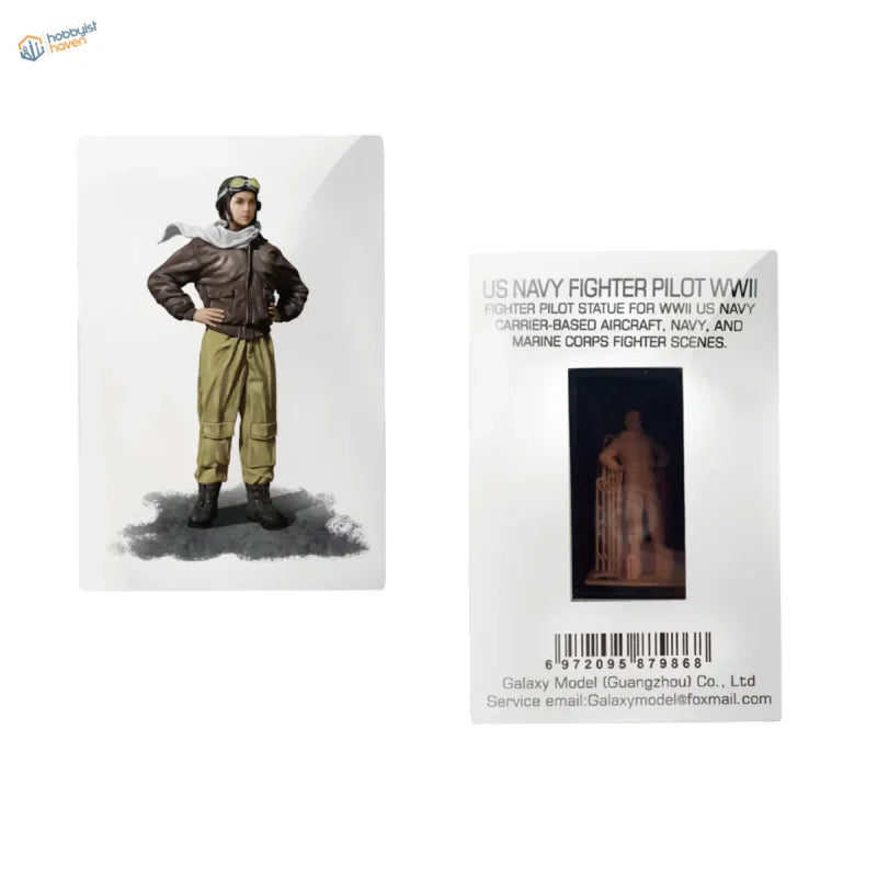 WWII fighter pilots figure in brown leather jacket, olive flight pants, white scarf