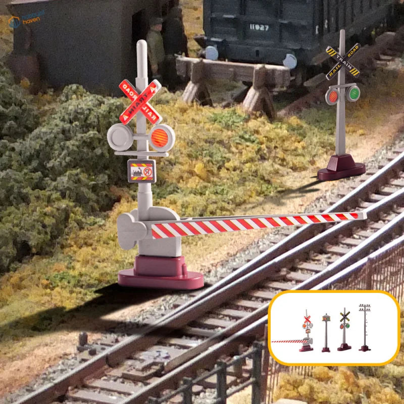 1/50 scale train traffic signs: red white striped railway crossing barrier