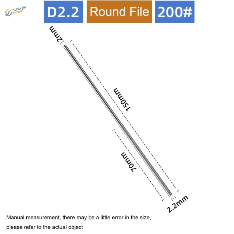 200# 2.2mm x 150mm cylindrical diamond file, silver finish