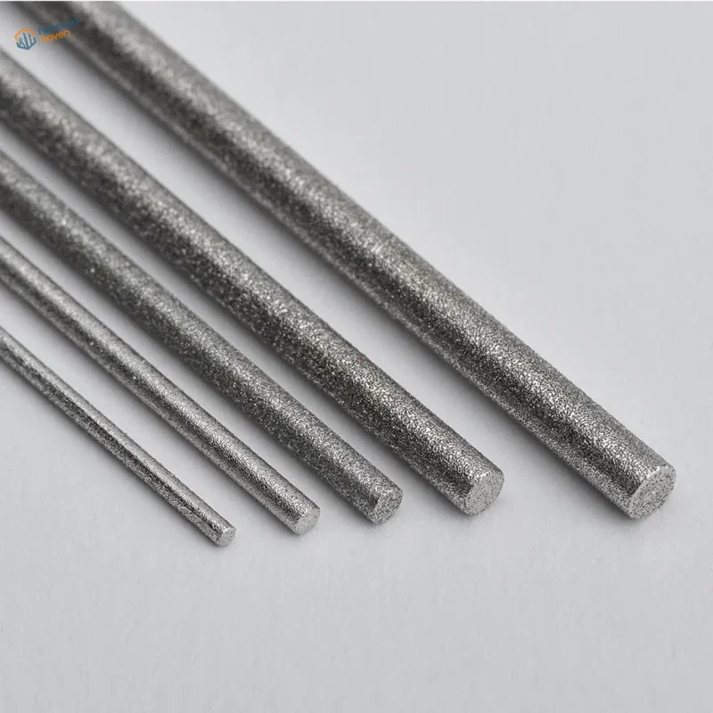 Silver 1-6mm cylindrical diamond files with textured metal rods