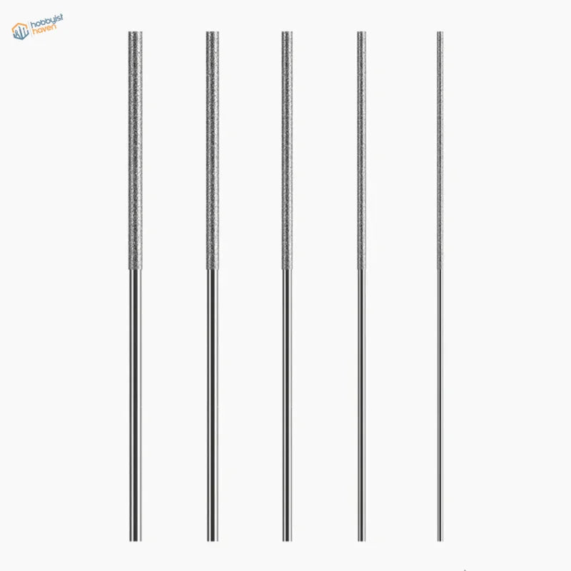 Five 1-6mm cylindrical diamond files with silver abrasive bits