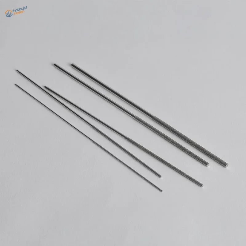 Set of five 1-6mm cylindrical diamond files with metallic drill bits