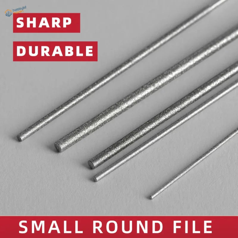Silver 1-6mm cylindrical diamond file with textured sharp surface