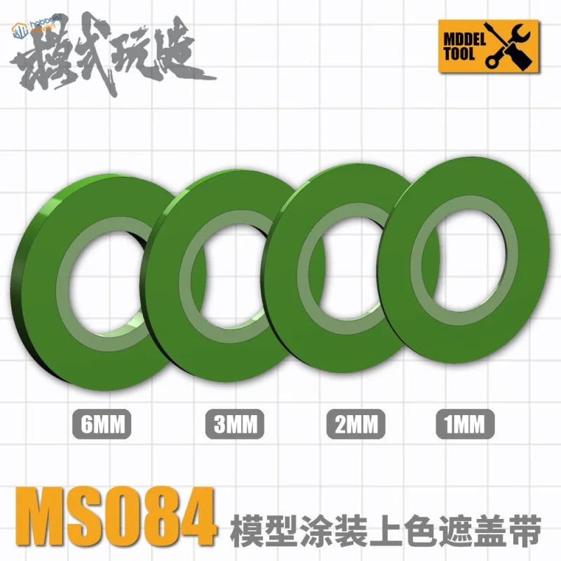 Green metallic fine masking tape 1-6mm widths for model painting