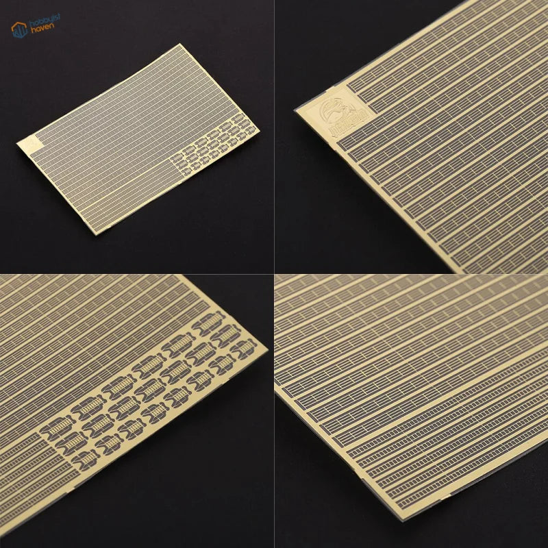 1/700 photo-etched generic railings and stairs with gold metal patterns for scale modeling tools