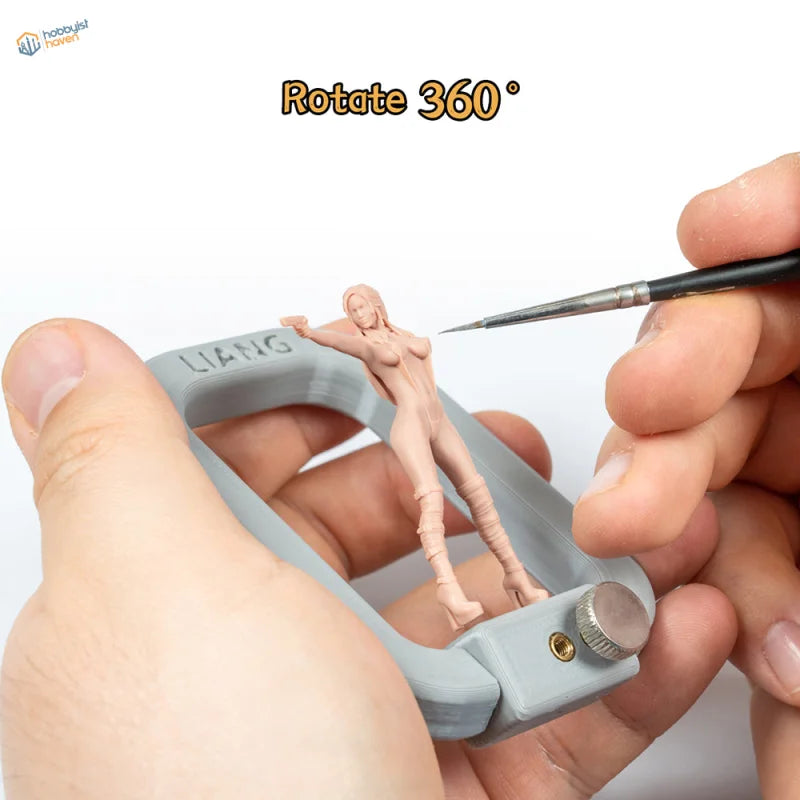 Gray plastic 360-degree figure holder for figure painting with liang engraving