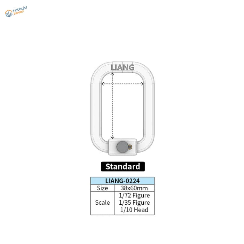 White plastic D-ring figure holder with liang engraving for figure painting